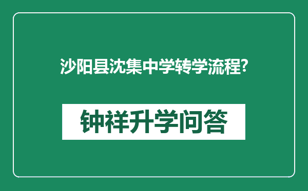 沙阳县沈集中学转学流程?