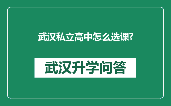 武汉私立高中怎么选课?