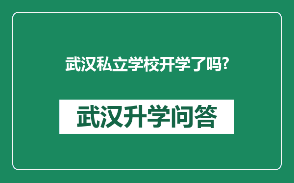 武汉私立学校开学了吗?