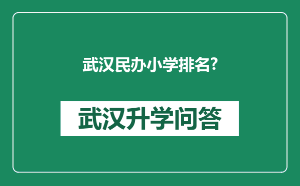 武汉民办小学排名?