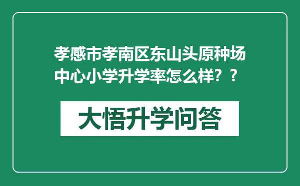 孝感市孝南区东山头原种场中心小学升学率怎么样？?