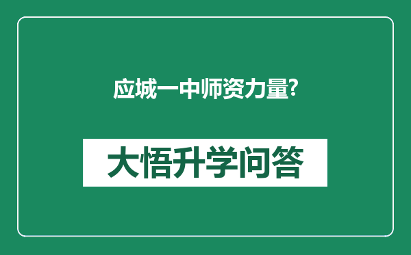 应城一中师资力量?