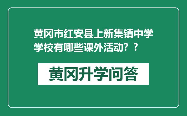 黄冈市红安县上新集镇中学学校有哪些课外活动？?