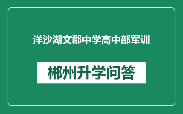 洋沙湖文郡中学高中部军训