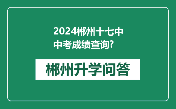 2024郴州十七中中考成绩查询?