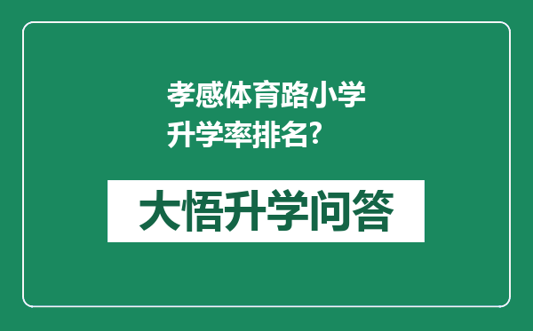 孝感体育路小学升学率排名?