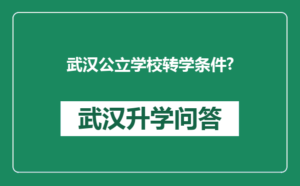武汉公立学校转学条件?