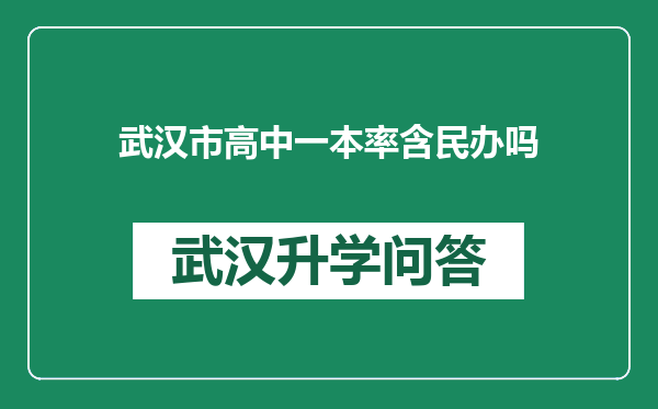 武汉市高中一本率含民办吗