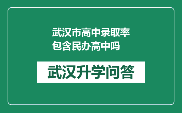 武汉市高中录取率包含民办高中吗