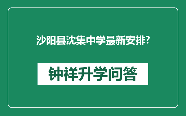 沙阳县沈集中学最新安排?