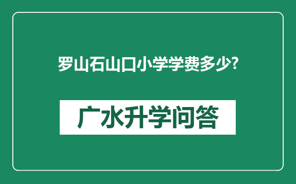 罗山石山口小学学费多少?