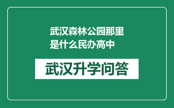 武汉森林公园那里是什么民办高中