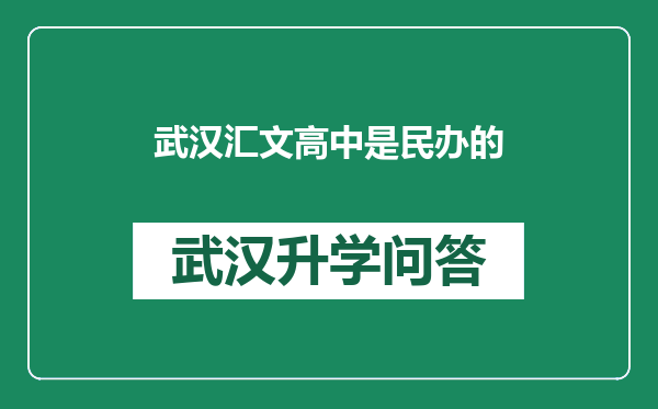 武汉汇文高中是民办的