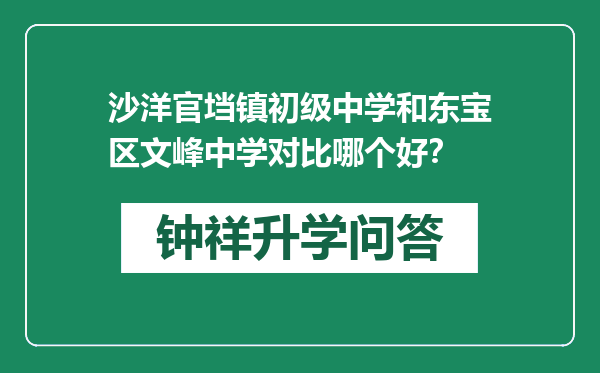 沙洋官垱镇初级中学和东宝区文峰中学对比哪个好？
