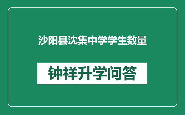 沙阳县沈集中学学生数量