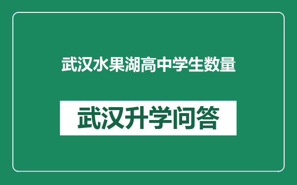 武汉水果湖高中学生数量