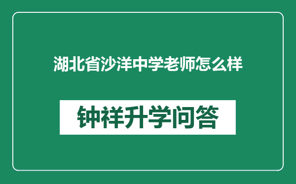 湖北省沙洋中学老师怎么样