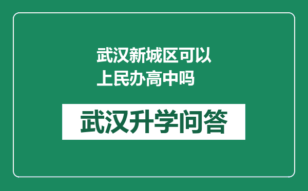武汉新城区可以上民办高中吗