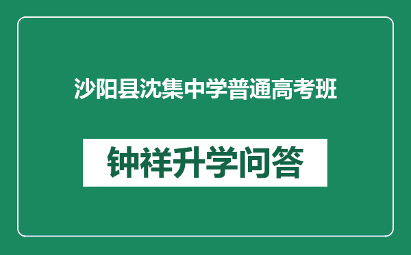 沙阳县沈集中学普通高考班