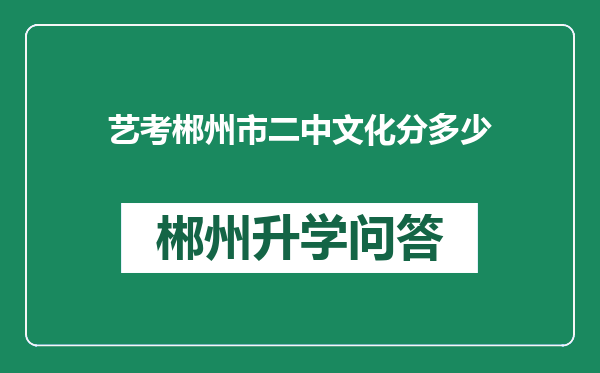 艺考郴州市二中文化分多少