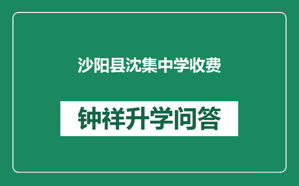 沙阳县沈集中学收费