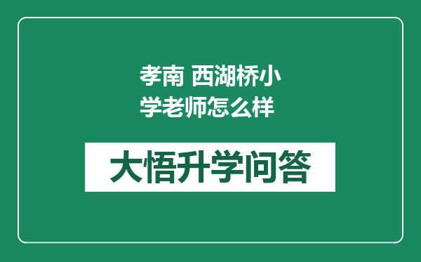 孝南 西湖桥小学老师怎么样