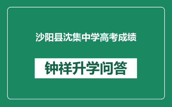 沙阳县沈集中学高考成绩