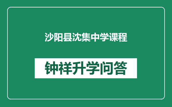沙阳县沈集中学课程