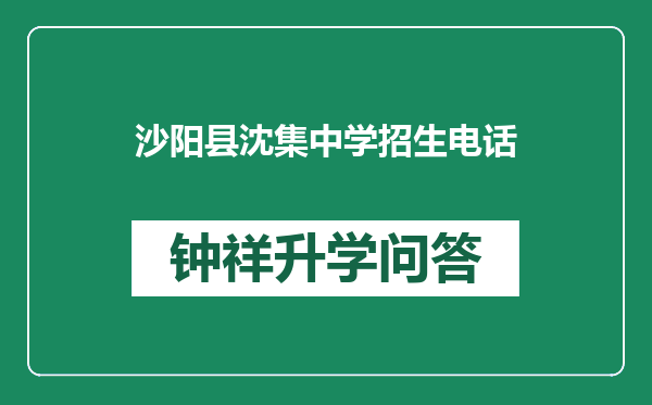 沙阳县沈集中学招生电话