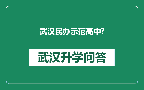 武汉民办示范高中?