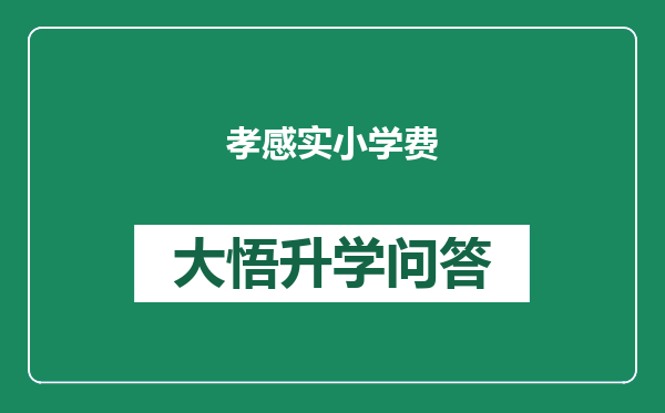 孝感实小学费