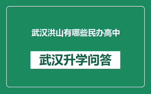武汉洪山有哪些民办高中