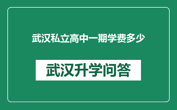 武汉私立高中一期学费多少