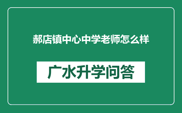 郝店镇中心中学老师怎么样