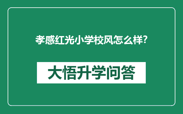 孝感红光小学校风怎么样？