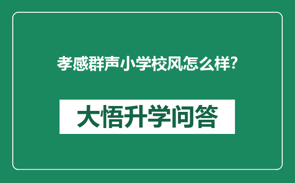 孝感群声小学校风怎么样？