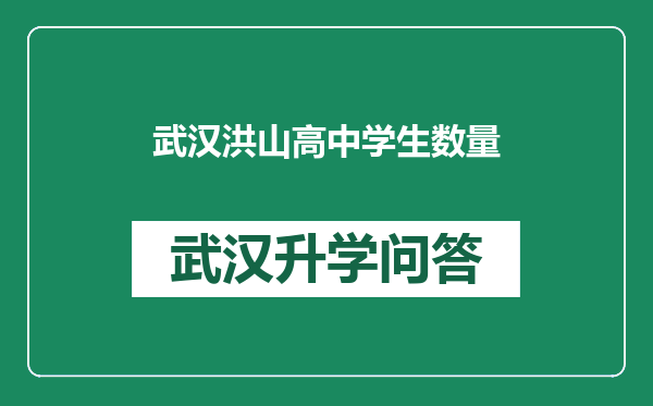 武汉洪山高中学生数量