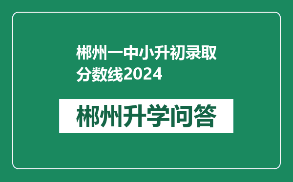 郴州一中小升初录取分数线2024