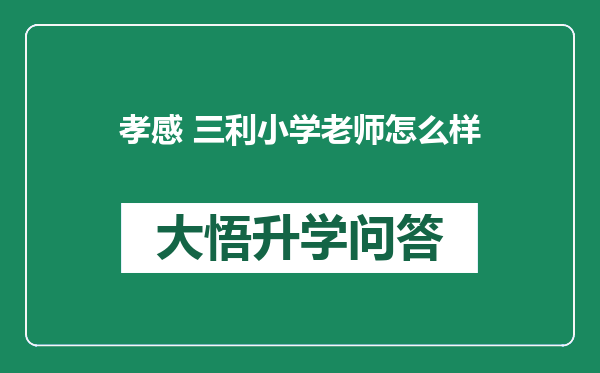 孝感 三利小学老师怎么样