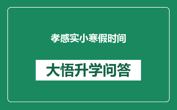 孝感实小寒假时间