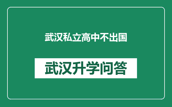 武汉私立高中不出国