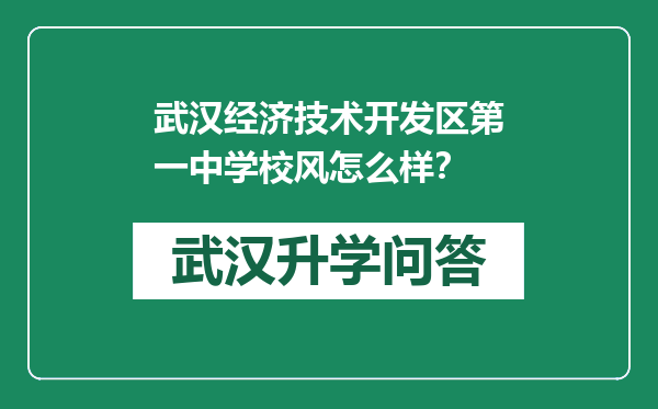 武汉经济技术开发区第一中学校风怎么样？