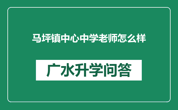 马坪镇中心中学老师怎么样