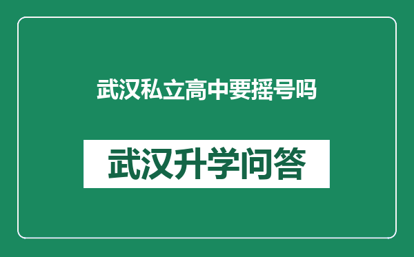 武汉私立高中要摇号吗