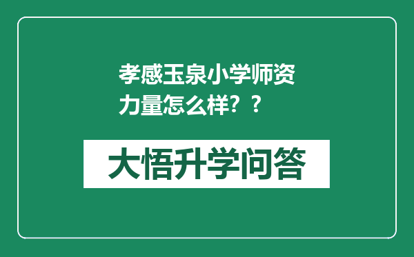 孝感玉泉小学师资力量怎么样？?