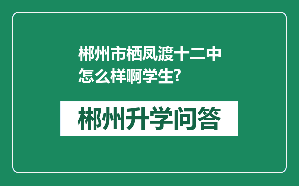 郴州市栖凤渡十二中怎么样啊学生?