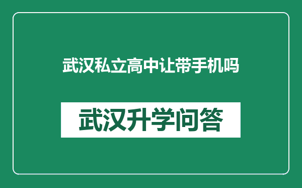 武汉私立高中让带手机吗