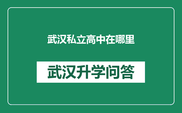 武汉私立高中在哪里