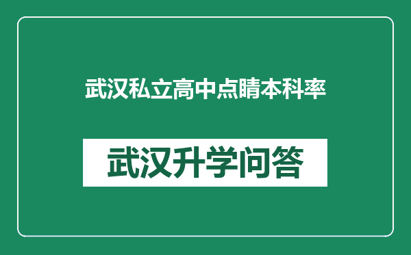 武汉私立高中点睛本科率