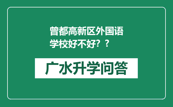 曾都高新区外国语学校好不好？?
